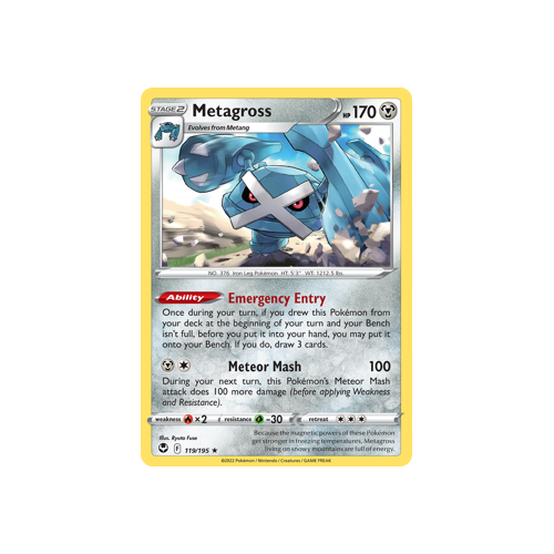 Metagross 119/195 Holo Rare Silver Tempest Pokemon Card Single