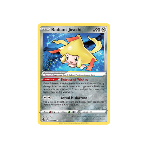 Radiant Jirachi 120/195 Radiant Rare Silver Tempest Pokemon Card Single