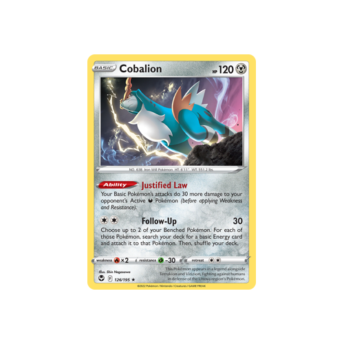 Cobalion 126/195 Rare Silver Tempest Pokemon Card Single