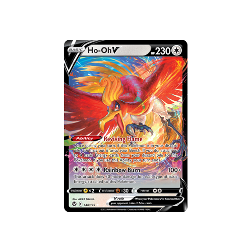 Ho-Oh V 140/195 Ultra Rare Silver Tempest Pokemon Card Single