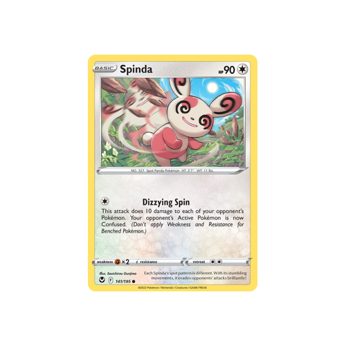 Spinda 141/195 Common Silver Tempest Pokemon Card Single