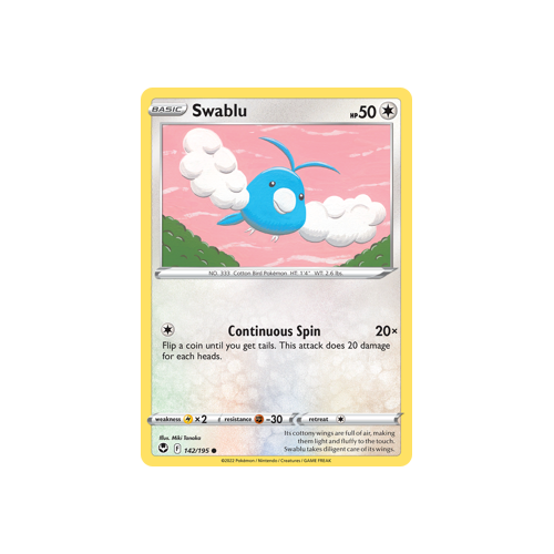 Swablu 142/195 Common Silver Tempest Pokemon Card Single