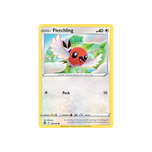 Fletchling 150/195 Common Silver Tempest Pokemon Card Single