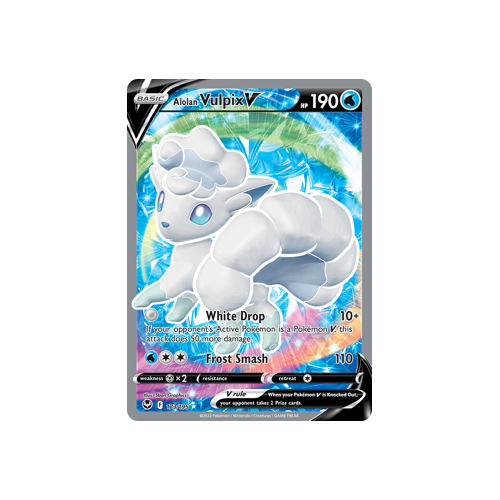 Alolan Vulpix V (Full Art) 173/195 Ultra Rare Silver Tempest Pokemon Card Single