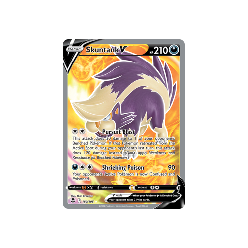 Skuntank V (Full Art) 180/195 Ultra Rare Silver Tempest Pokemon Card Single