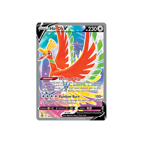 Ho-Oh V (Full Art) 187/195 Ultra Rare Silver Tempest Pokemon Card Single