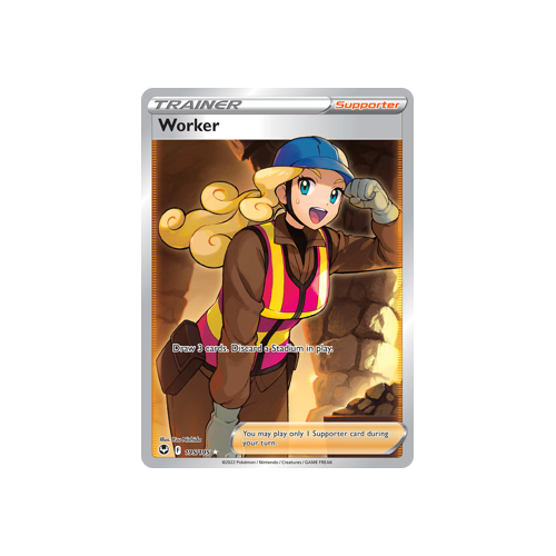 Worker (Full Art) 195/195 Ultra Rare Silver Tempest Pokemon Card Single