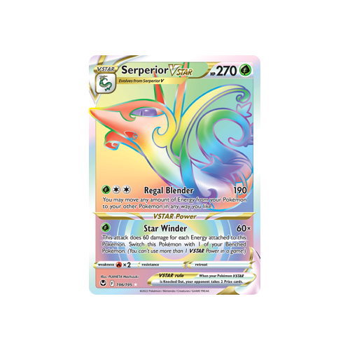 Serperior VSTAR (Secret) 196/195 Secret Rare Silver Tempest Pokemon Card Single