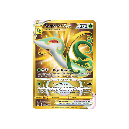 Serperior VSTAR (Secret) (210) 210/195 Secret Rare Silver Tempest Pokemon Card Single