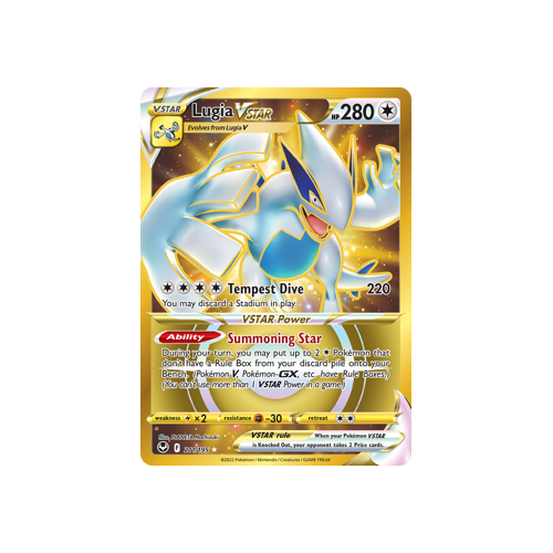 Lugia VSTAR (Secret) (211) 211/195 Secret Rare Silver Tempest Pokemon Card Single