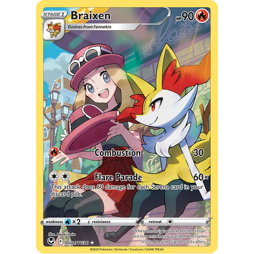 Braixen Trainer Gallery TG01/TG30 Ultra Rare Silver Tempest Pokemon Card Single