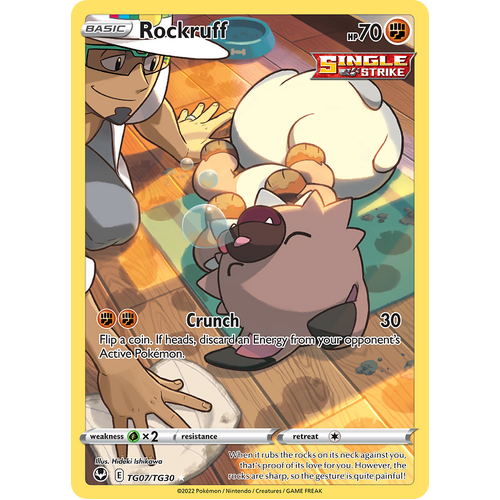 Rockruff Trainer Gallery TG07/TG30 Ultra Rare Silver Tempest Pokemon Card Single
