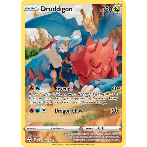 Druddigon Trainer Gallery TG09/TG30 Ultra Rare Silver Tempest Pokemon Card Single