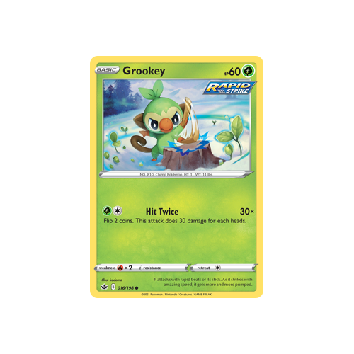 Grookey 016/198 Common Chilling Reign Singles