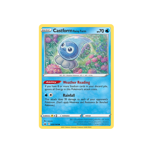 Castform Rainy Form 033/198 Common Chilling Reign Singles