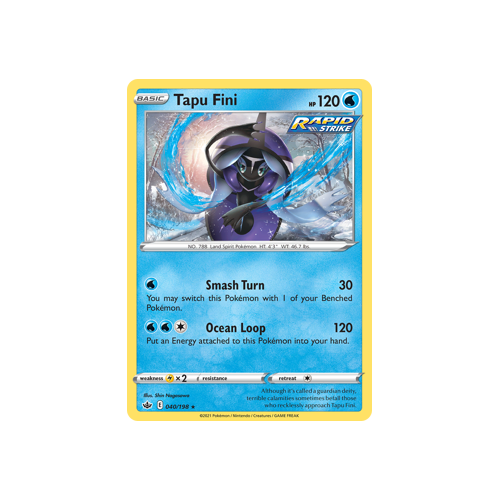 Tapu Fini 040/198 Holo Rare Chilling Reign Singles