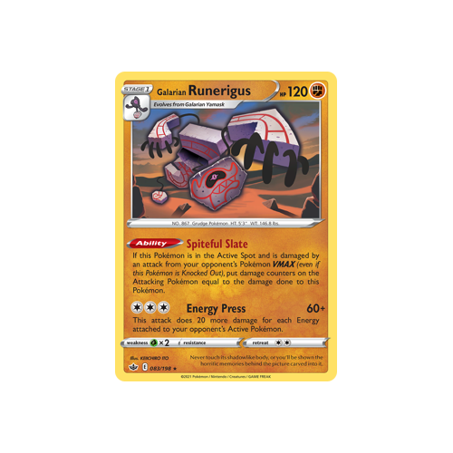 Galarian Runerigus 083/198 Holo Rare Chilling Reign Singles