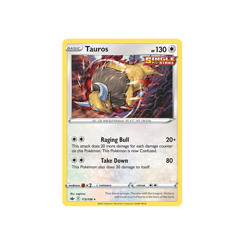 Tauros 115/198 Holo Rare Chilling Reign Singles