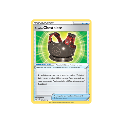 Galarian Chestplate 141/198 Uncommon Chilling Reign Singles