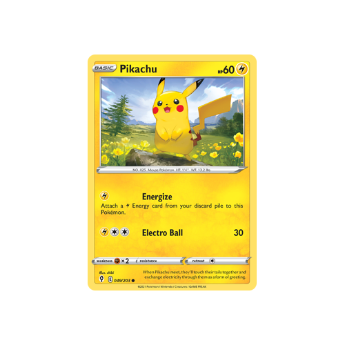 Pikachu 049/203 Common  Evolving Skies Singles