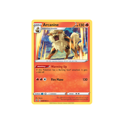 SWSH Rebel Clash   028/192   Arcanine   Rare