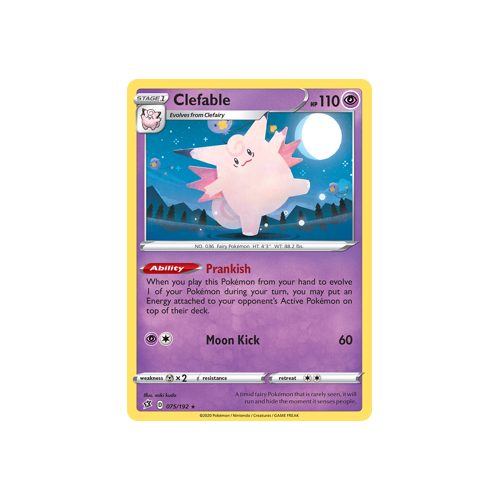 SWSH Rebel Clash   075/192   Clefable   Holo Rare