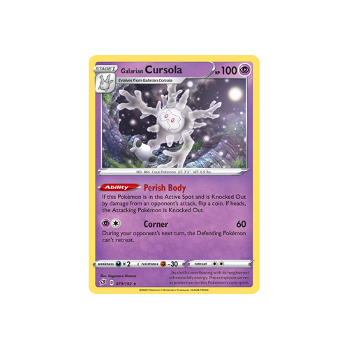 SWSH Rebel Clash   079/192   Galarian Cursola   Holo Rare