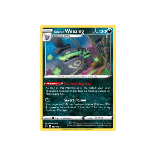 SWSH Rebel Clash   113/192   Galarian Weezing   Holo Rare