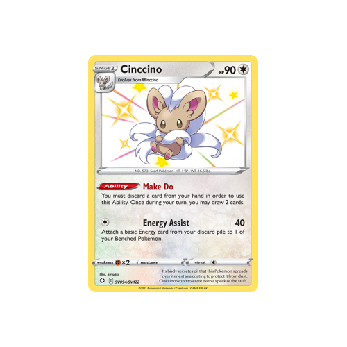 Cinccino Shiny Holo Rare SV094/SV122 Shining Fates Singles