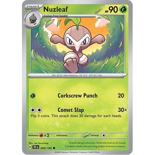 Nuzleaf 004/162 Common Scarlet & Violet Temporal Forces Near Mint Pokemon Card