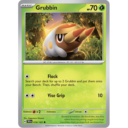 Grubbin 018/162 Common Scarlet & Violet Temporal Forces Near Mint Pokemon Card