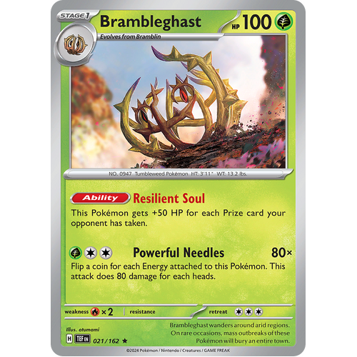 Brambleghast 021/162 Rare Scarlet & Violet Temporal Forces Near Mint Pokemon Card