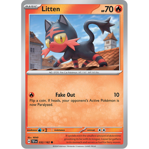 Litten 032/162 Common Scarlet & Violet Temporal Forces Near Mint Pokemon Card