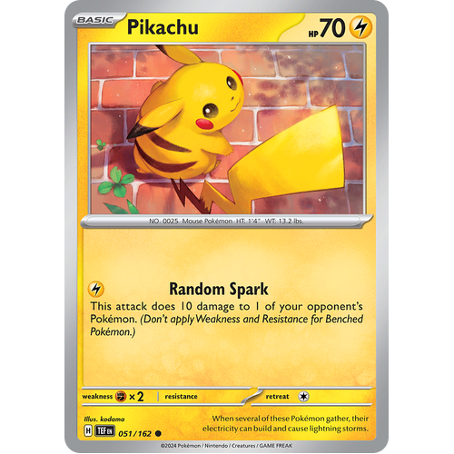 Pikachu 051/162 Common Scarlet & Violet Temporal Forces Near Mint Pokemon Card