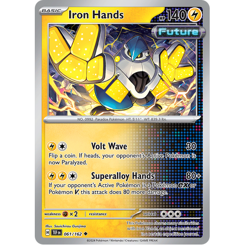 Iron Hands 061/162 Uncommon Scarlet & Violet Temporal Forces Near Mint Pokemon Card