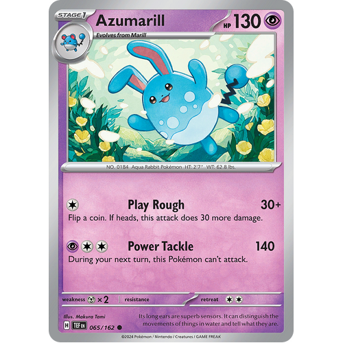 Azumarill 065/162 Common Scarlet & Violet Temporal Forces Near Mint Pokemon Card