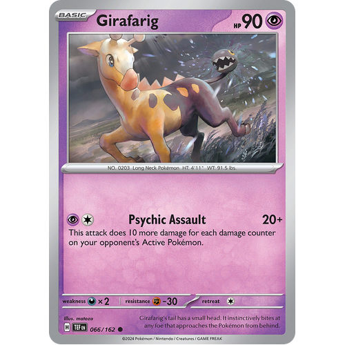 Girafarig 066/162 Common Scarlet & Violet Temporal Forces Near Mint Pokemon Card