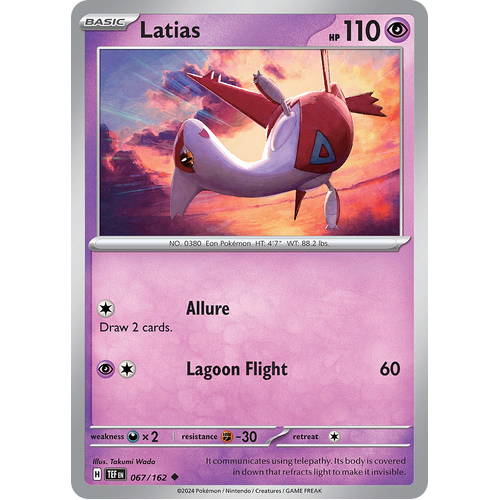 Latias 067/162 Uncommon Scarlet & Violet Temporal Forces Near Mint Pokemon Card