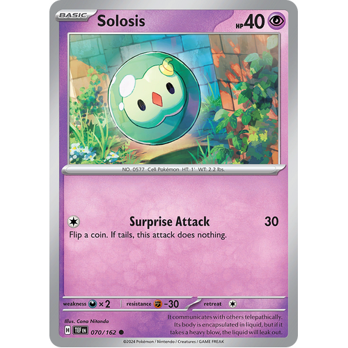 Solosis 070/162 Common Scarlet & Violet Temporal Forces Near Mint Pokemon Card