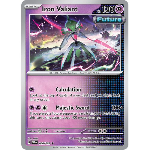 Iron Valiant 080/162 Rare Scarlet & Violet Temporal Forces Near Mint Pokemon Card