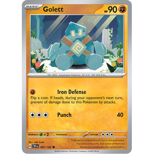 Golett 087/162 Common Scarlet & Violet Temporal Forces Near Mint Pokemon Card