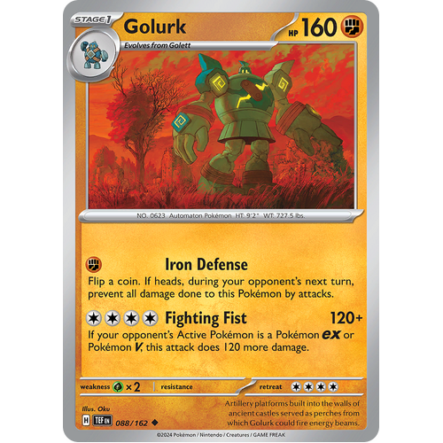 Golurk 088/162 Uncommon Scarlet & Violet Temporal Forces Near Mint Pokemon Card