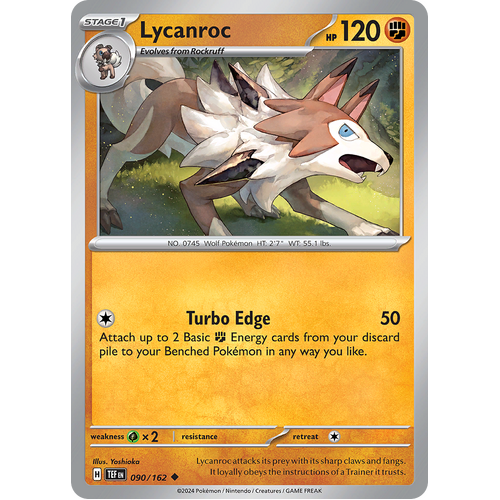 Lycanroc 090/162 Uncommon Scarlet & Violet Temporal Forces Near Mint Pokemon Card