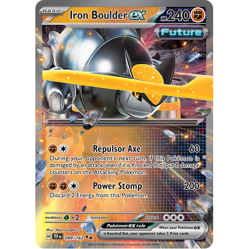 Iron Boulder ex 099/162 Double Rare Scarlet & Violet Temporal Forces Near Mint Pokemon Card