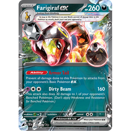 Farigiraf ex 108/162 Double Rare Scarlet & Violet Temporal Forces Near Mint Pokemon Card