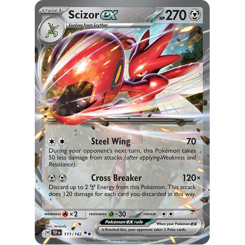 Scizor ex 111/162 Double Rare Scarlet & Violet Temporal Forces Near Mint Pokemon Card