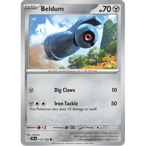 Beldum 113/162 Common Scarlet & Violet Temporal Forces Near Mint Pokemon Card