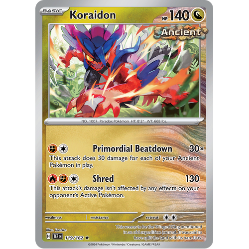 Koraidon 119/162 Rare Scarlet & Violet Temporal Forces Near Mint Pokemon Card