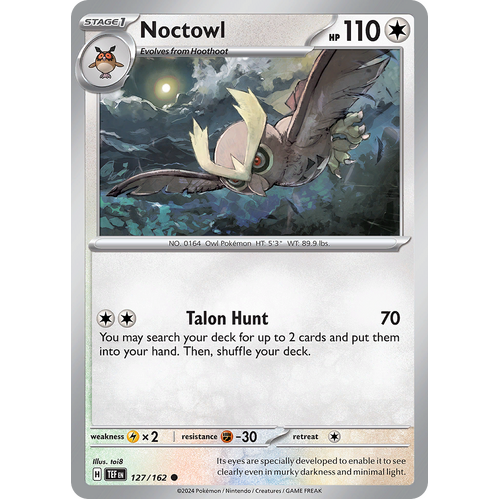 Noctowl 127/162 Common Scarlet & Violet Temporal Forces Near Mint Pokemon Card