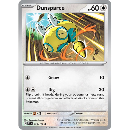 Dunsparce 128/162 Common Scarlet & Violet Temporal Forces Near Mint Pokemon Card